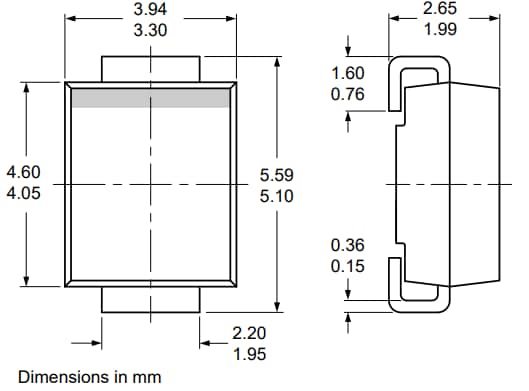 Technische Zeichnung - Nexperia GS5MB Wiederherstellungsgleichrichter